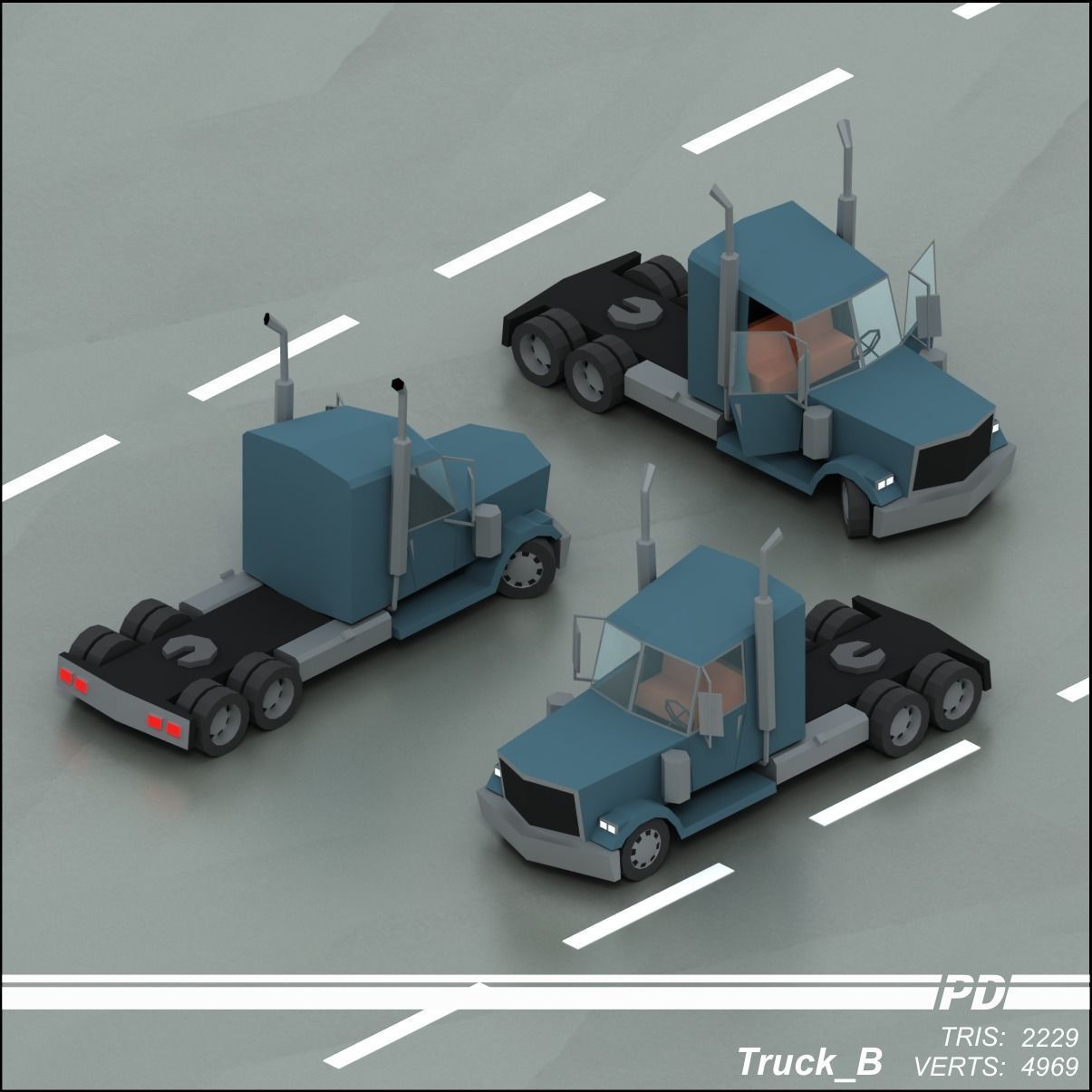 Stylized lowpoly vehicle pack with interior  Low-poly 3D model_50