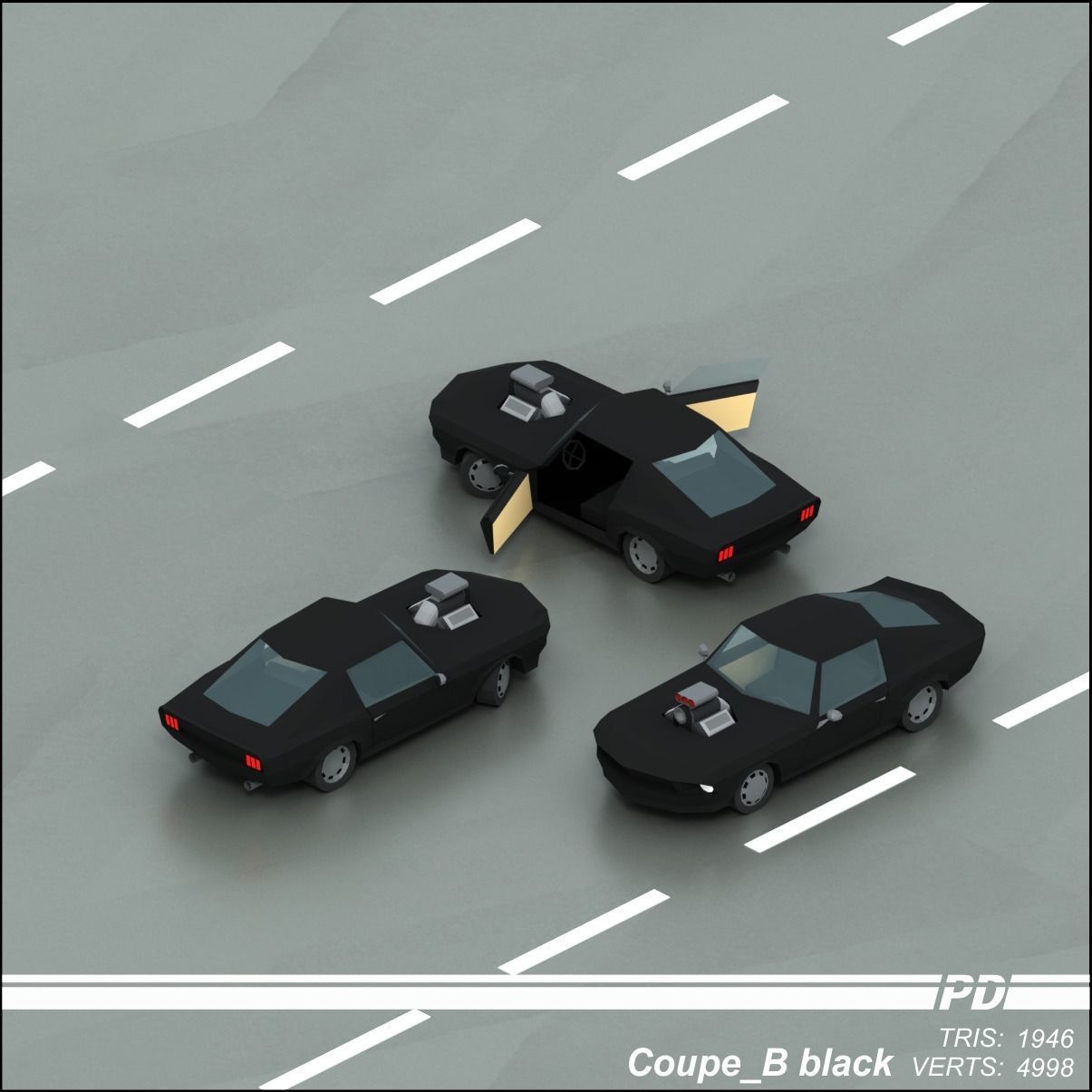 Stylized lowpoly vehicle pack with interior  Low-poly 3D model_21