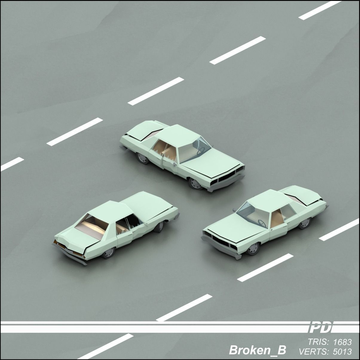 Stylized lowpoly vehicle pack with interior  Low-poly 3D model_33