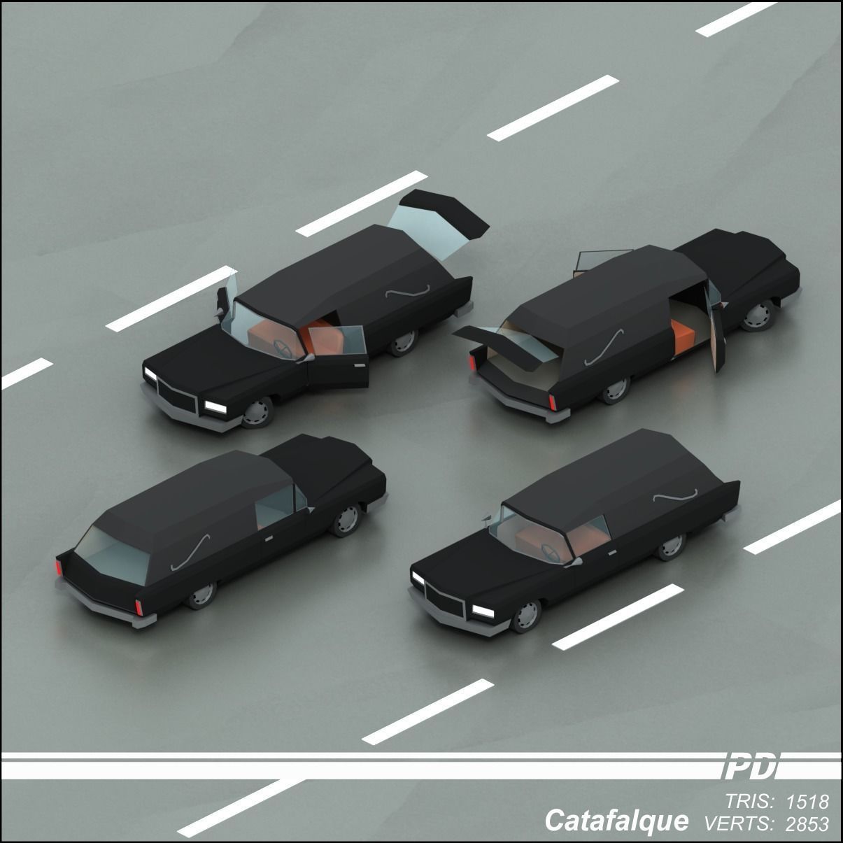 Stylized lowpoly vehicle pack with interior  Low-poly 3D model_37