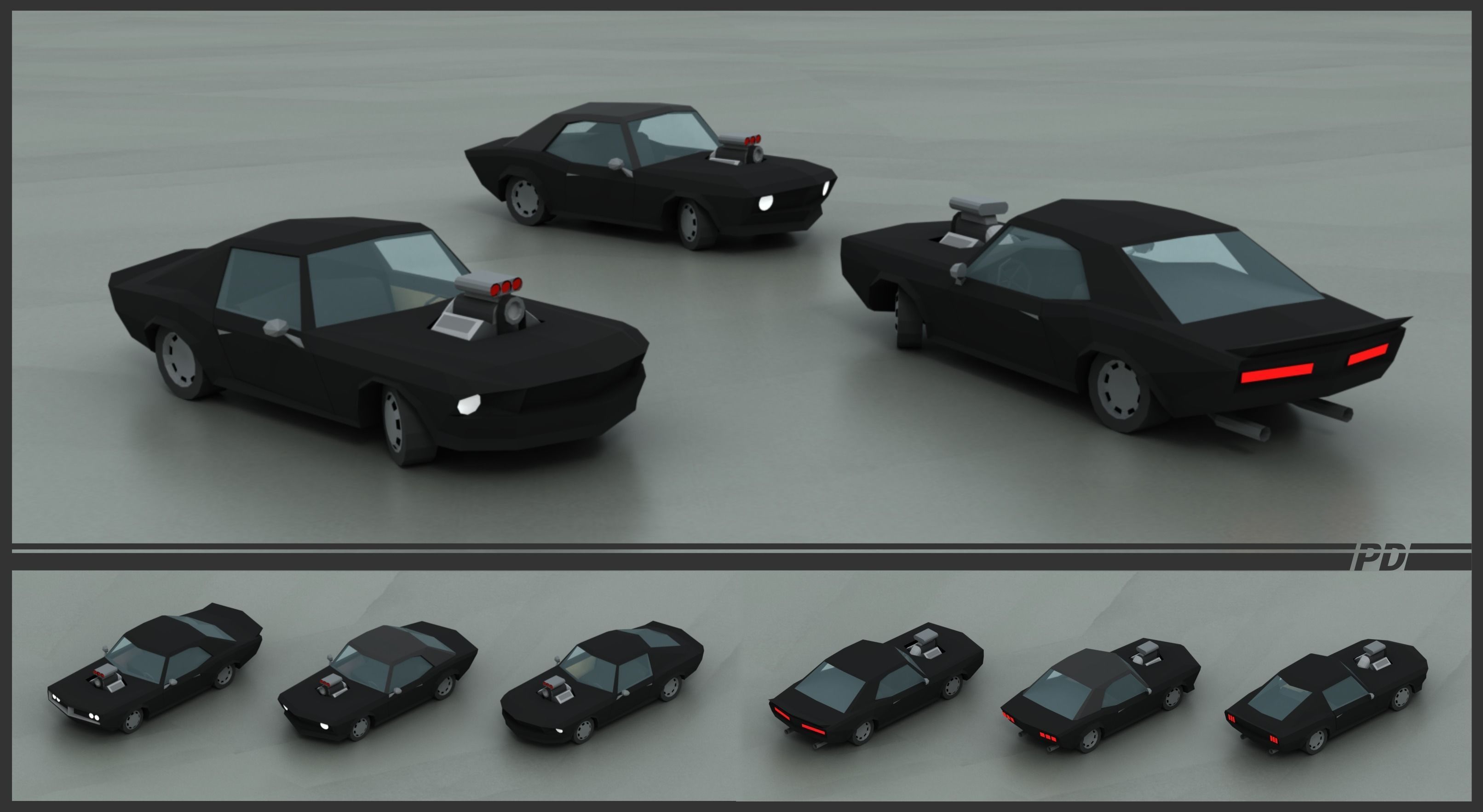 Stylized lowpoly vehicle pack with interior  Low-poly 3D model_7