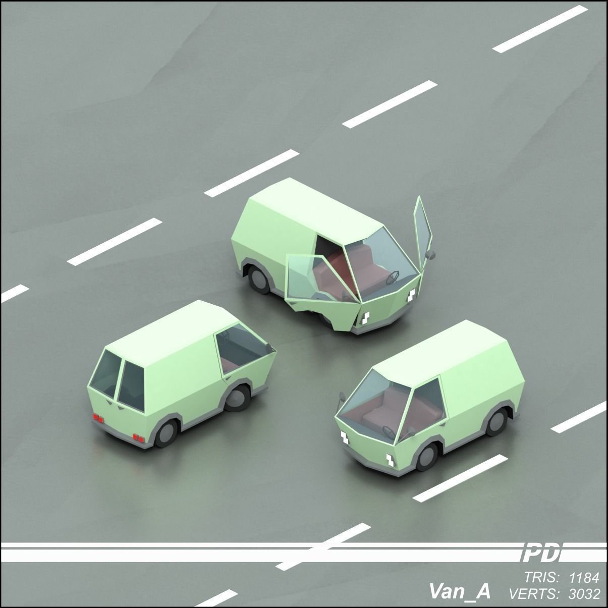 Stylized lowpoly vehicle pack with interior  Low-poly 3D model_59