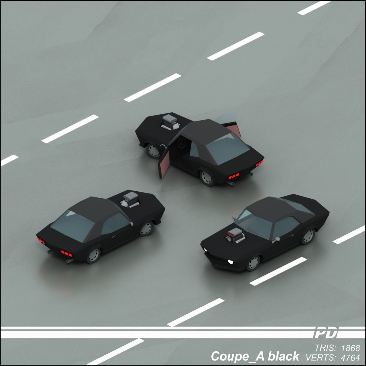 Stylized lowpoly vehicle pack with interior  Low-poly 3D model_20