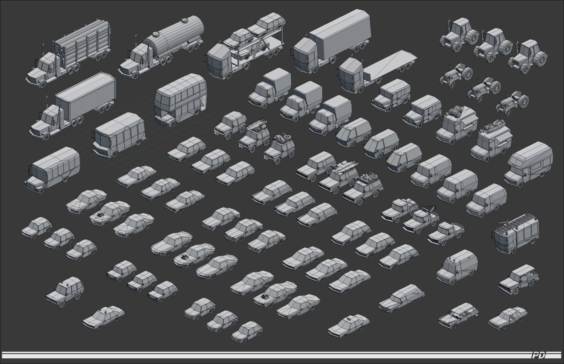 Stylized lowpoly vehicle pack with interior  Low-poly 3D model_17