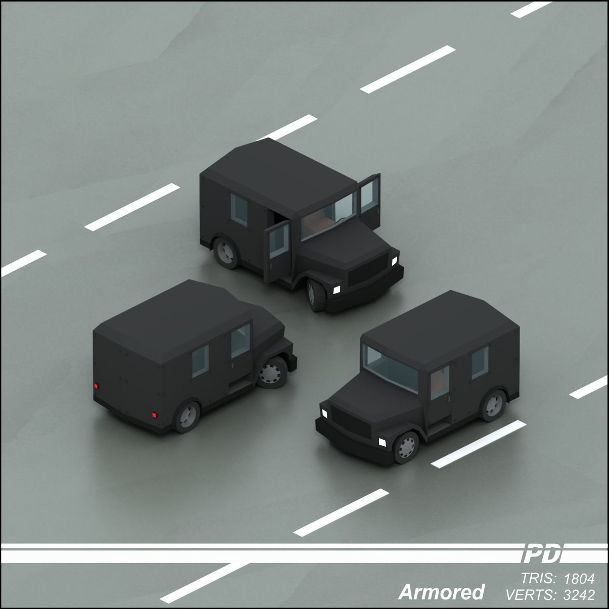 Stylized lowpoly vehicle pack with interior  Low-poly 3D model_31