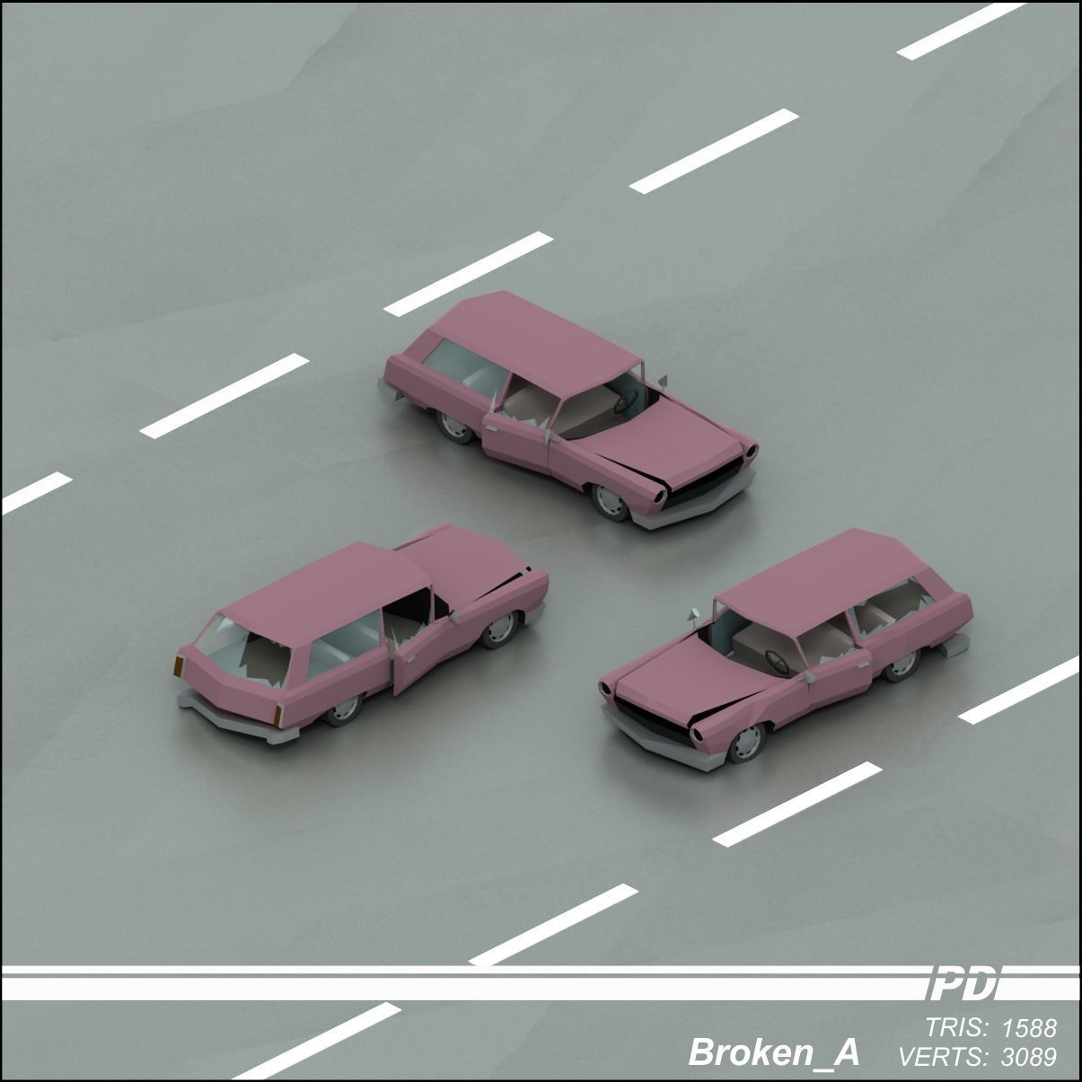 Stylized lowpoly vehicle pack with interior  Low-poly 3D model_32