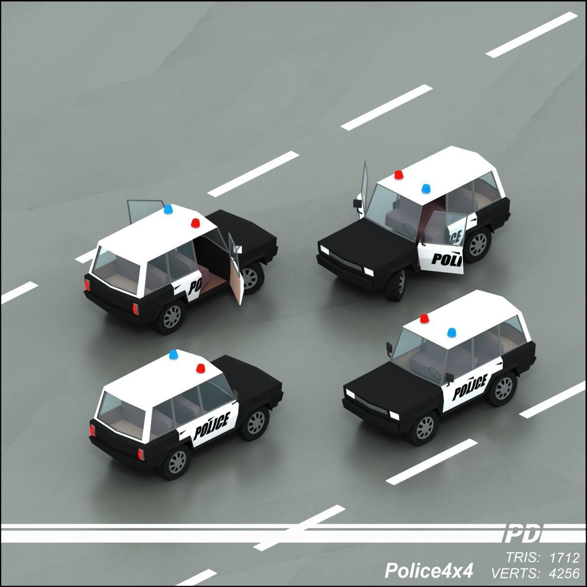 Stylized lowpoly vehicle pack with interior  Low-poly 3D model_46