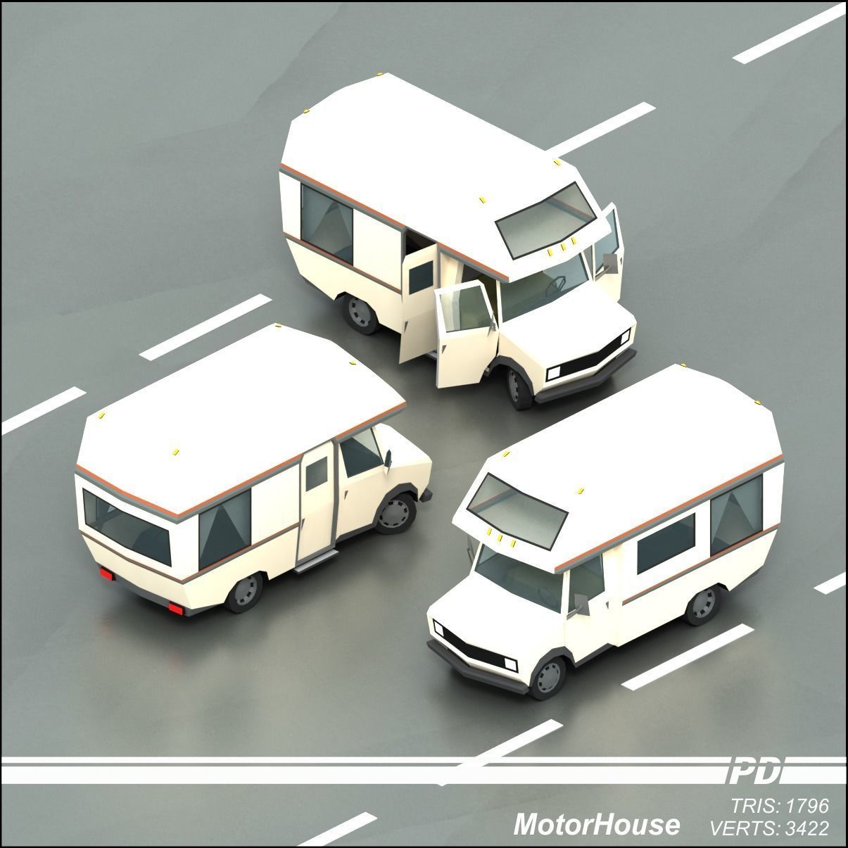 Stylized lowpoly vehicle pack with interior  Low-poly 3D model_26