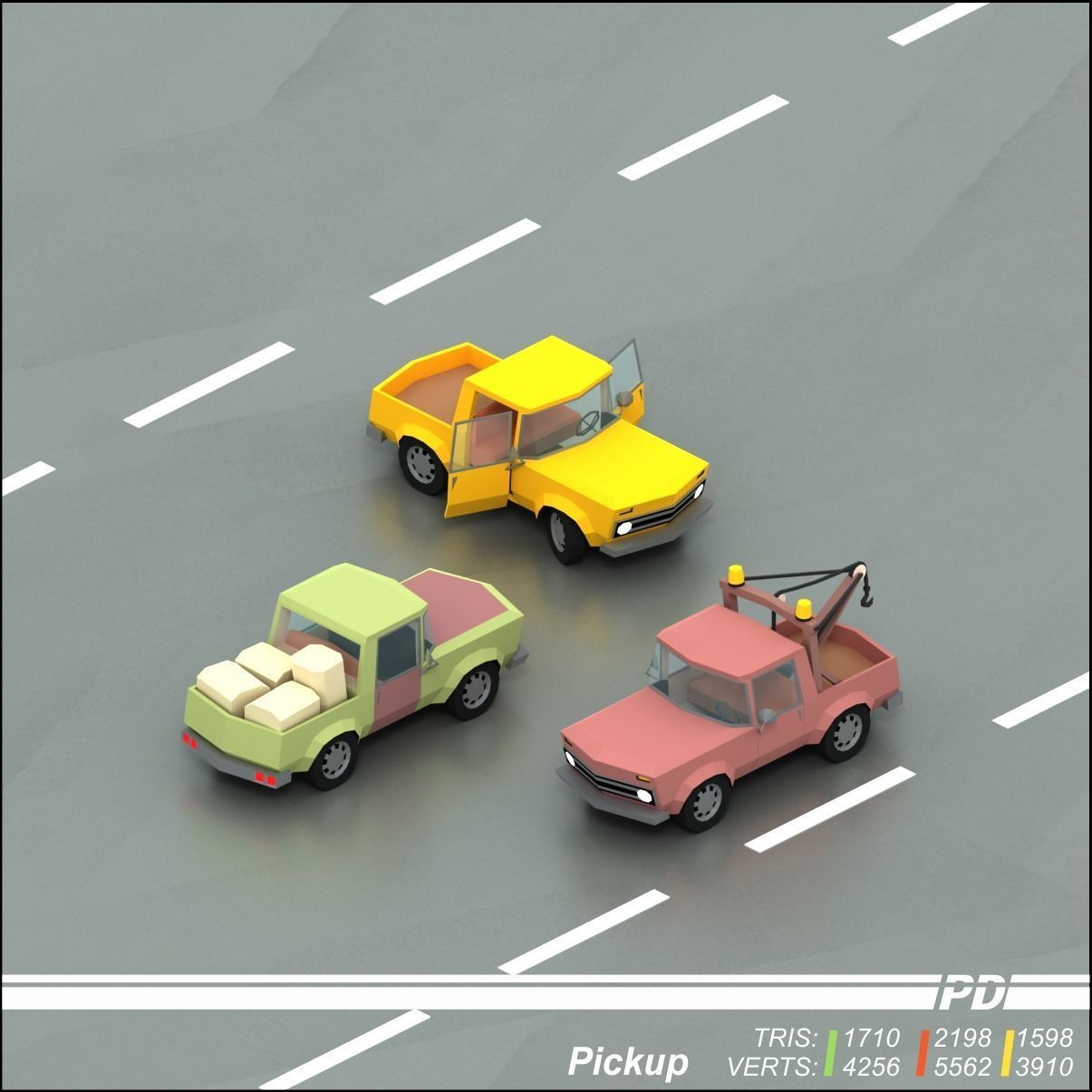 Stylized lowpoly vehicle pack with interior  Low-poly 3D model_44