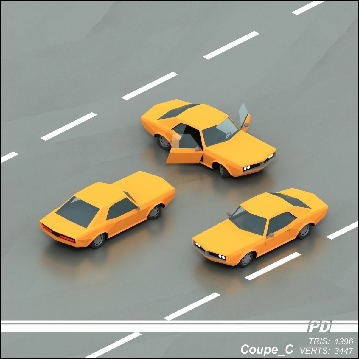 Stylized lowpoly vehicle pack with interior  Low-poly 3D model_23