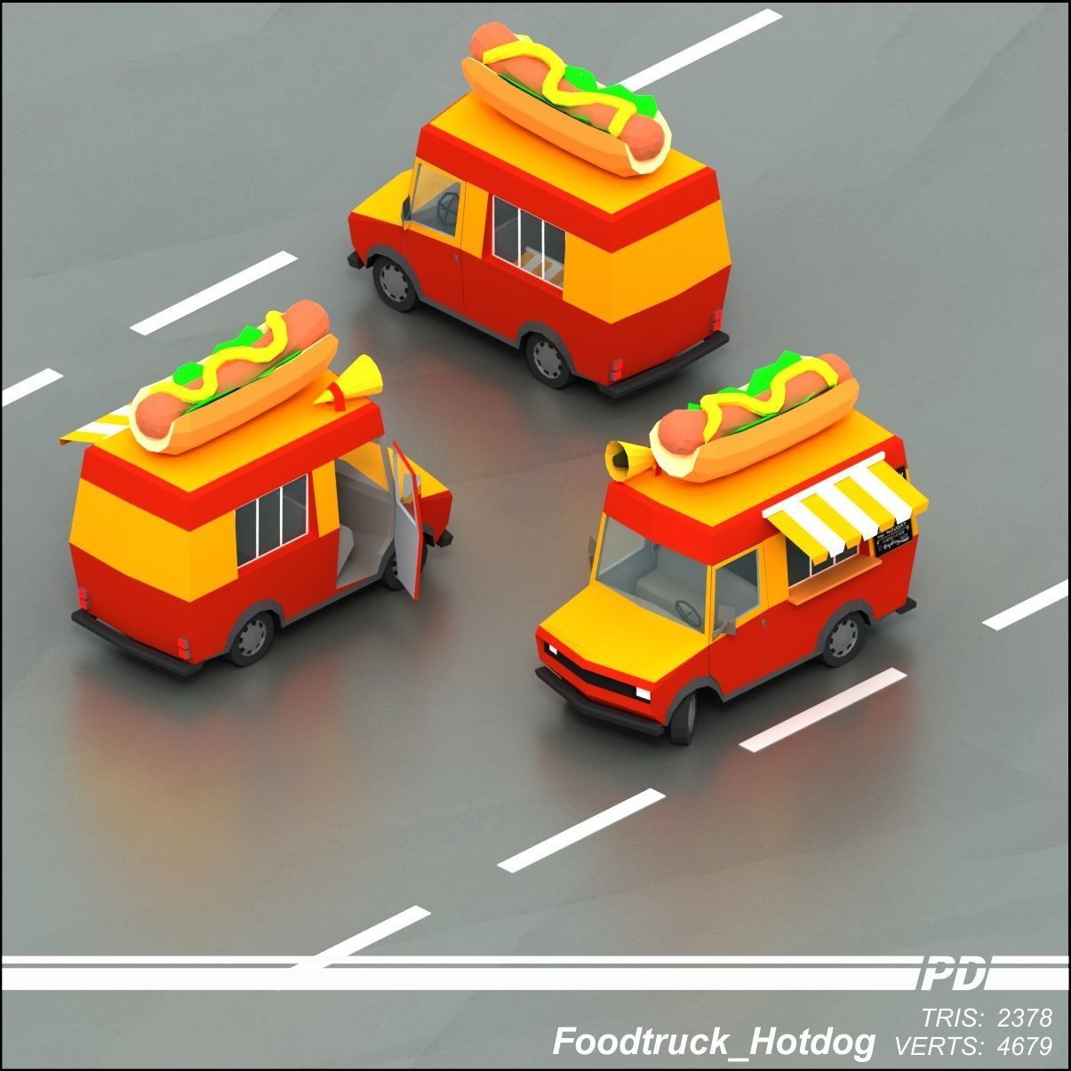 Stylized lowpoly vehicle pack with interior  Low-poly 3D model_40