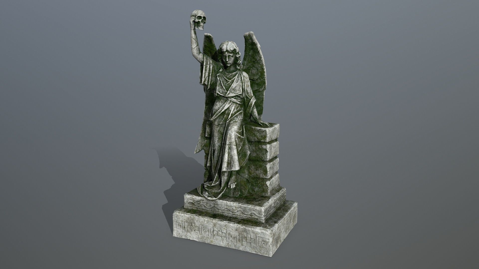 statue 2 of angel Low-poly 3D model_6
