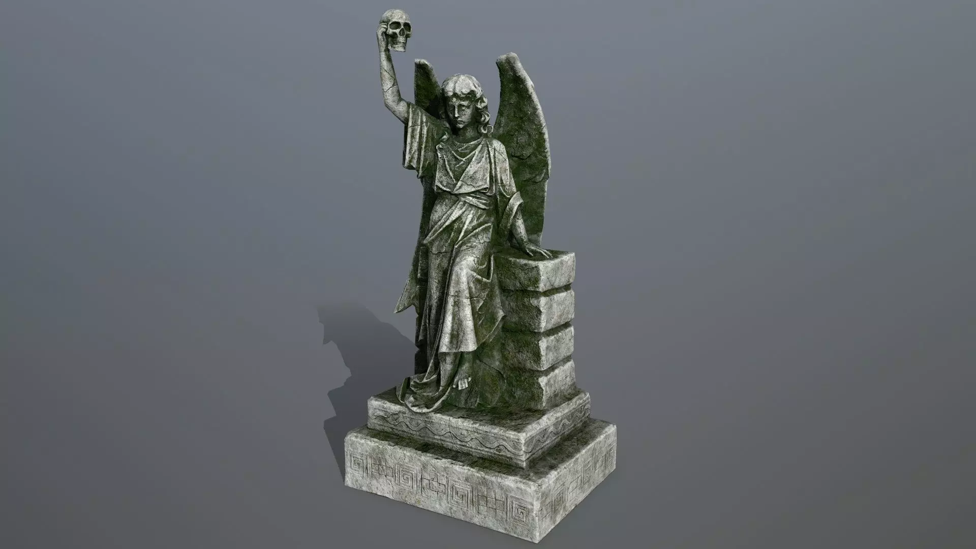 statue 2 of angel Low-poly 3D model_0