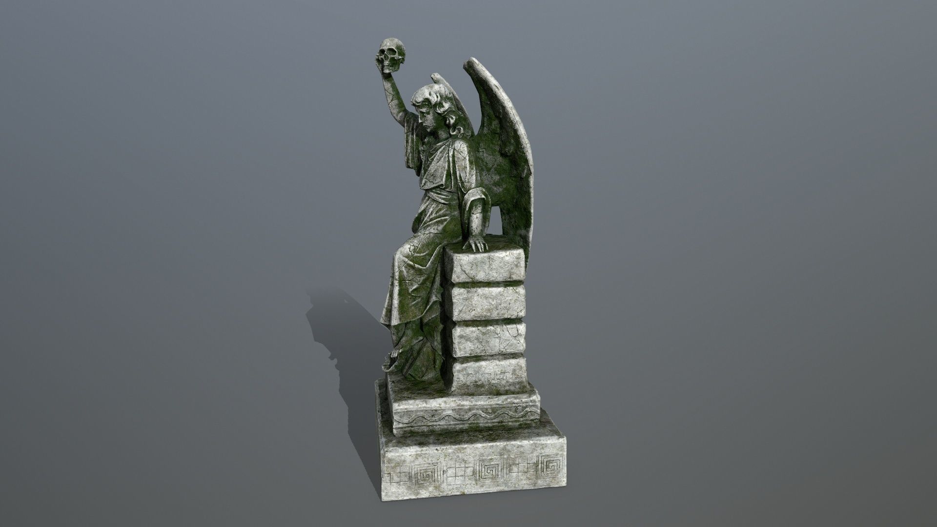 statue 2 of angel Low-poly 3D model_5