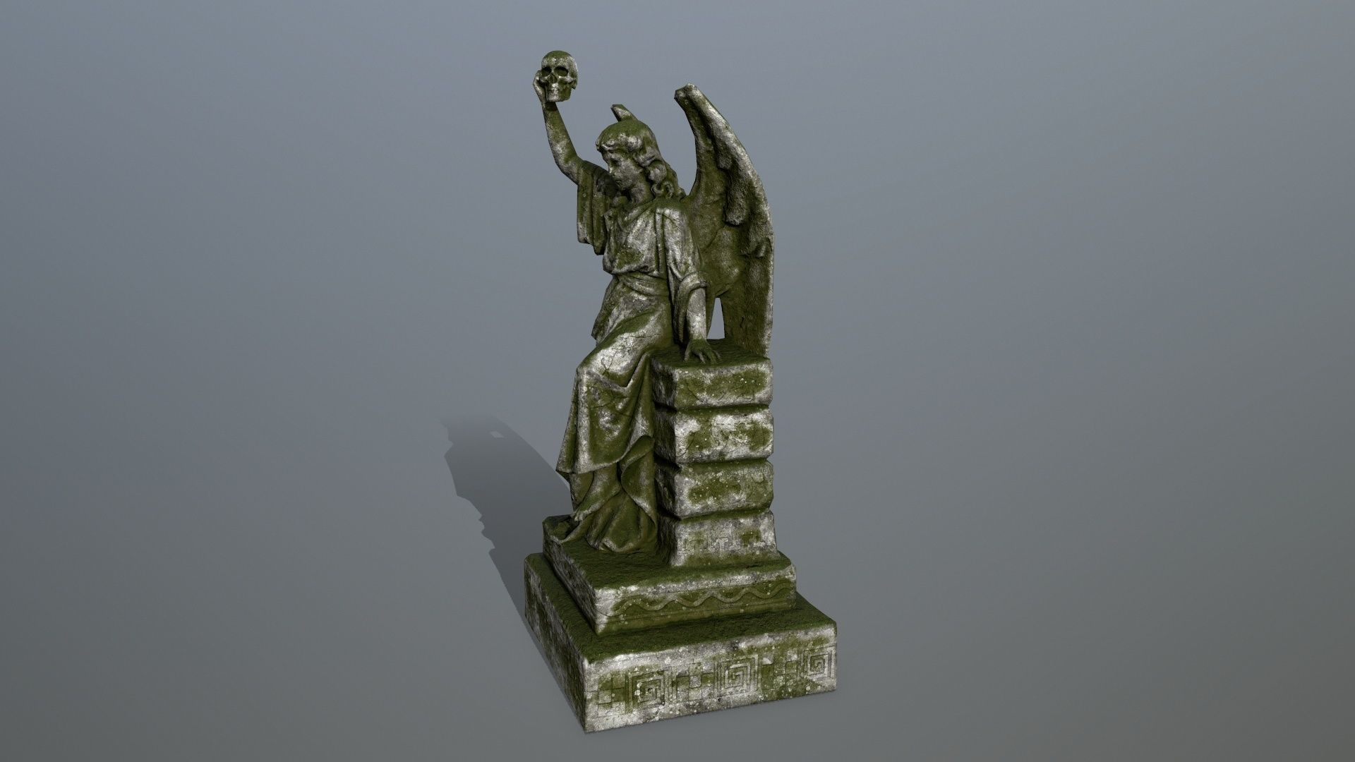 statue 2 of angel Low-poly 3D model_7