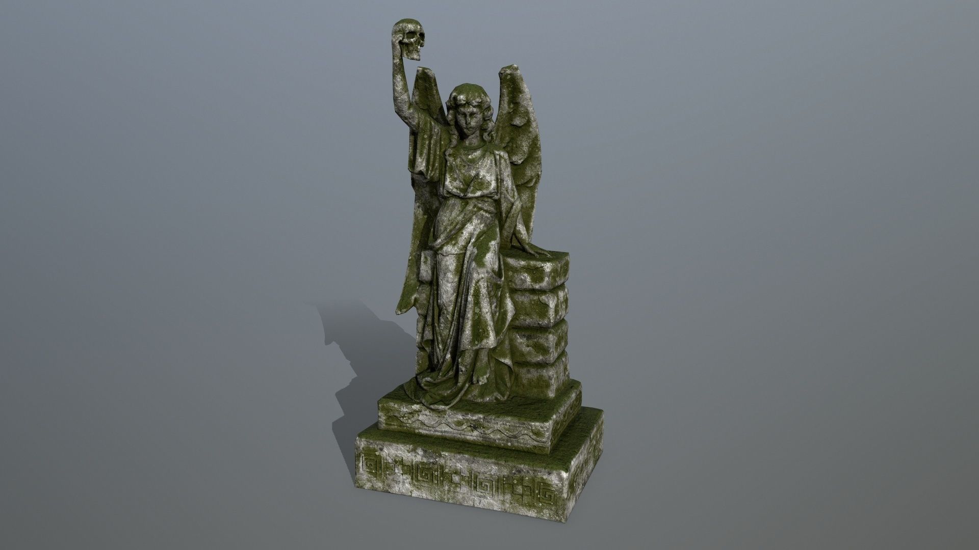 statue 2 of angel Low-poly 3D model_8