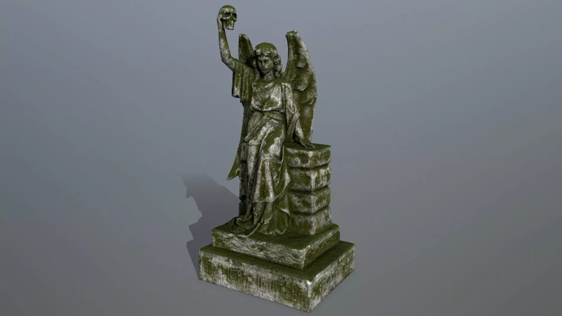 statue 2 of angel Low-poly 3D model_0