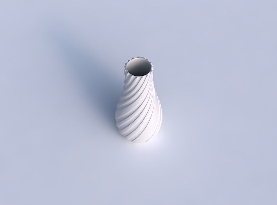 Vase curved with twisted smooth ribbons 3D print model_1
