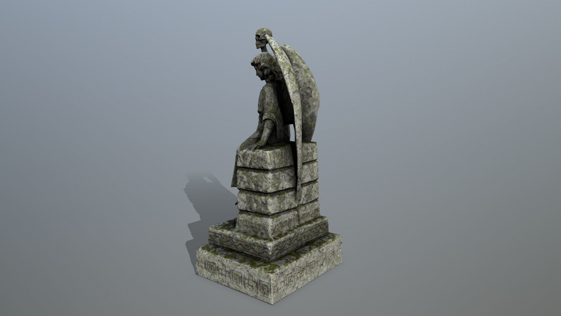 statue 2 of angel Low-poly 3D model_6