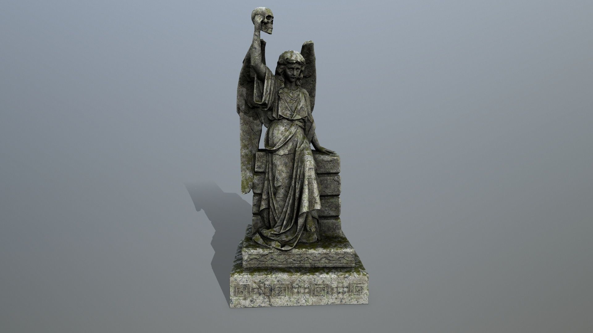 statue 2 of angel Low-poly 3D model_2