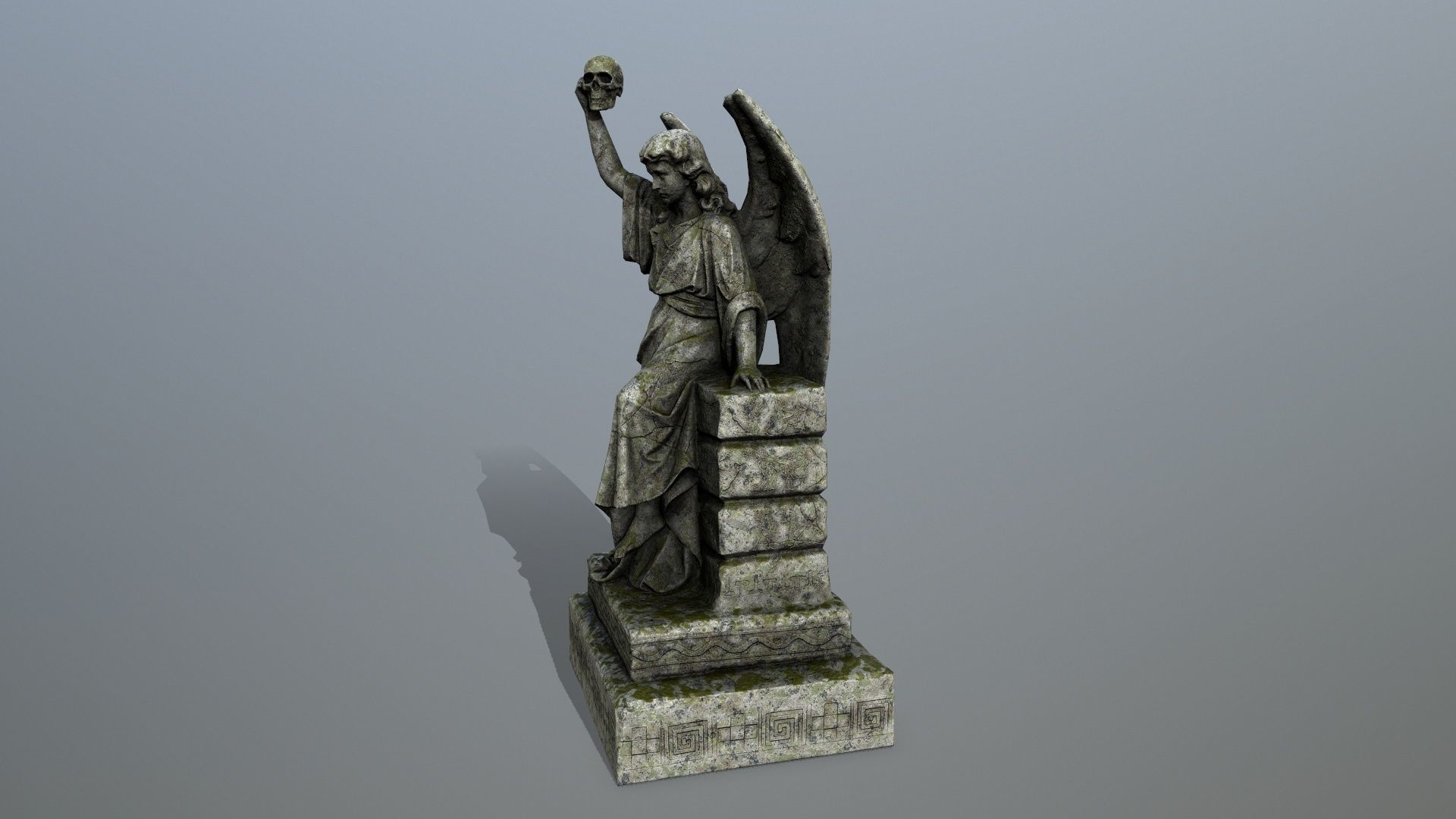 statue 2 of angel Low-poly 3D model_7