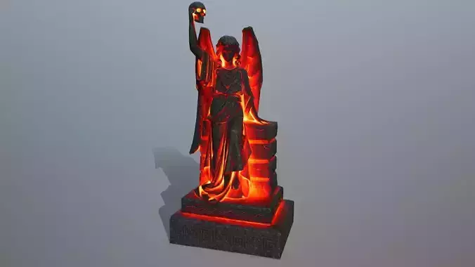 statue 2 with flames Low-poly 3D model