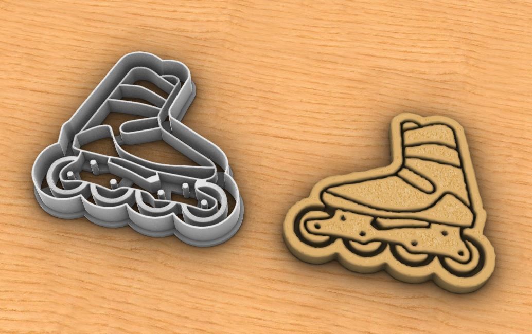 Inline roller skate cookie cutter 3D print model_4