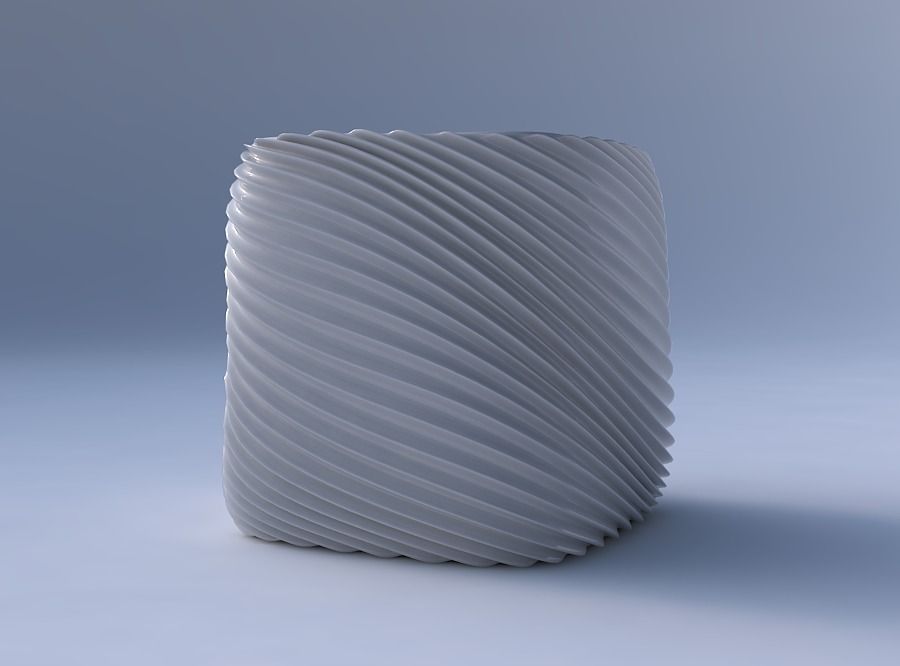 Vase quadratic stumpy with bent extruded lines 3 3D print model_4