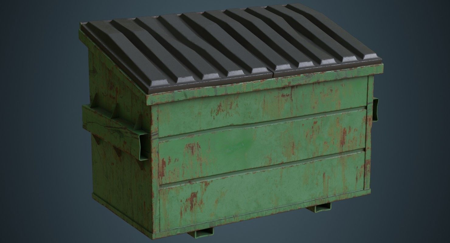 Dumpster 3C Low-poly 3D model_1