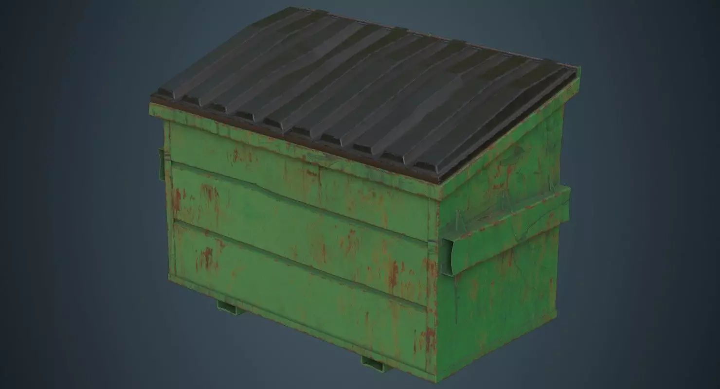 Dumpster 3C Low-poly 3D model_0