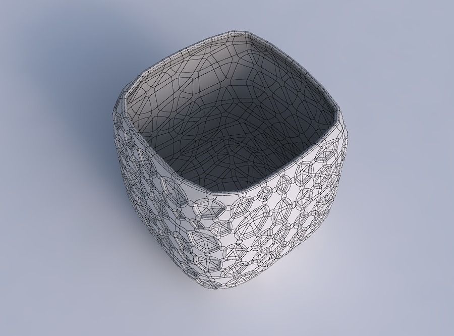 Vase quadratic stumpy with crystal dents 3D print model_6