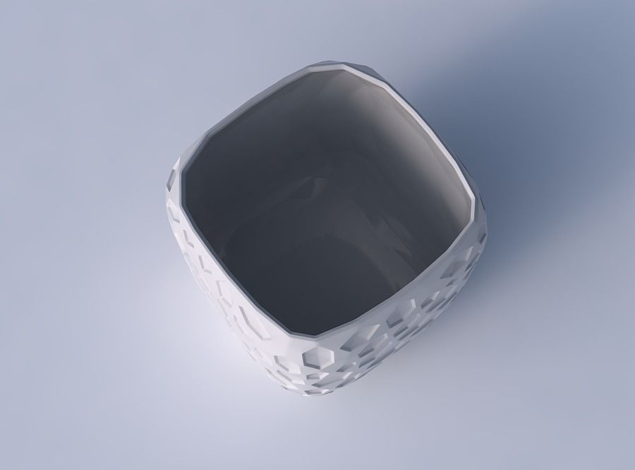 Vase quadratic stumpy with crystal dents 3D print model_2