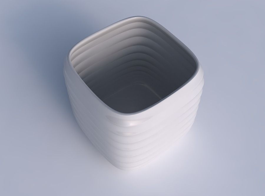 Vase quadratic stumpy with curved horizontal sections 3D print model_1