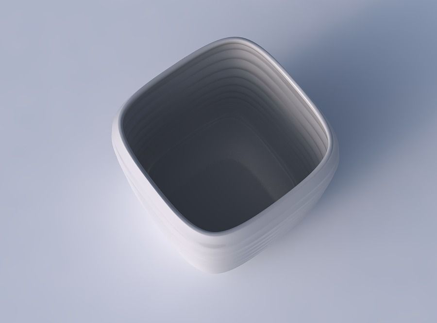 Vase quadratic stumpy with curved horizontal sections 3D print model_2