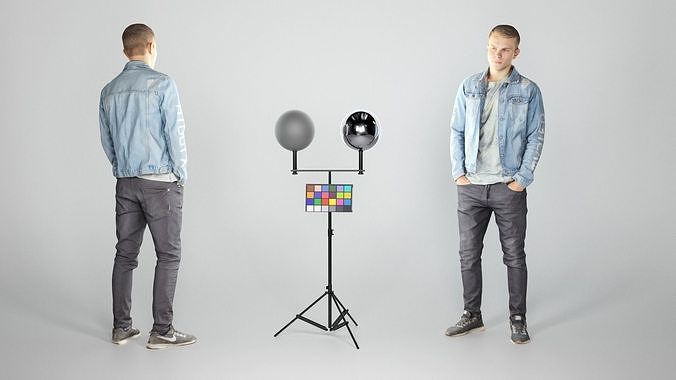 Stylish man in a denim jacket 102 Low-poly 3D model