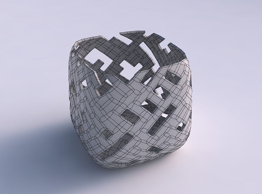 Vase quadratic stumpy with cuts 3D print model_5