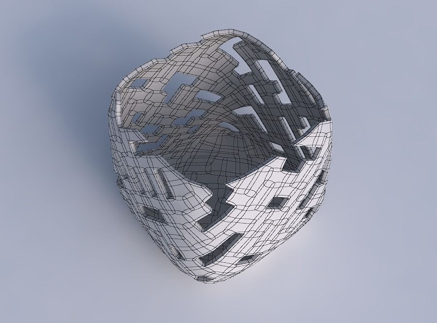 Vase quadratic stumpy with cuts 3D print model_6