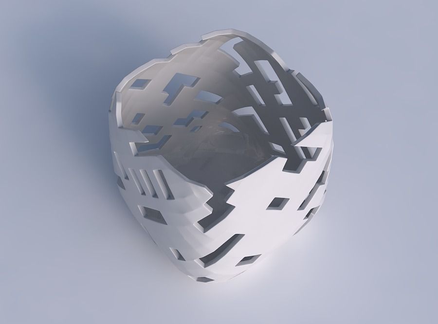 Vase quadratic stumpy with cuts 3D print model_1