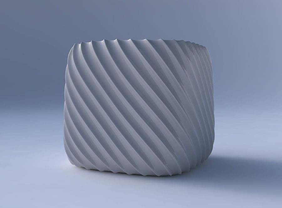 Vase quadratic stumpy with extruded vertical lines 2 3D print model_4