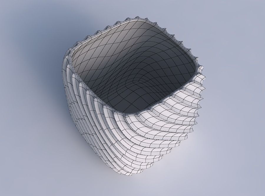 Vase quadratic stumpy with extruded vertical lines 2 3D print model_6