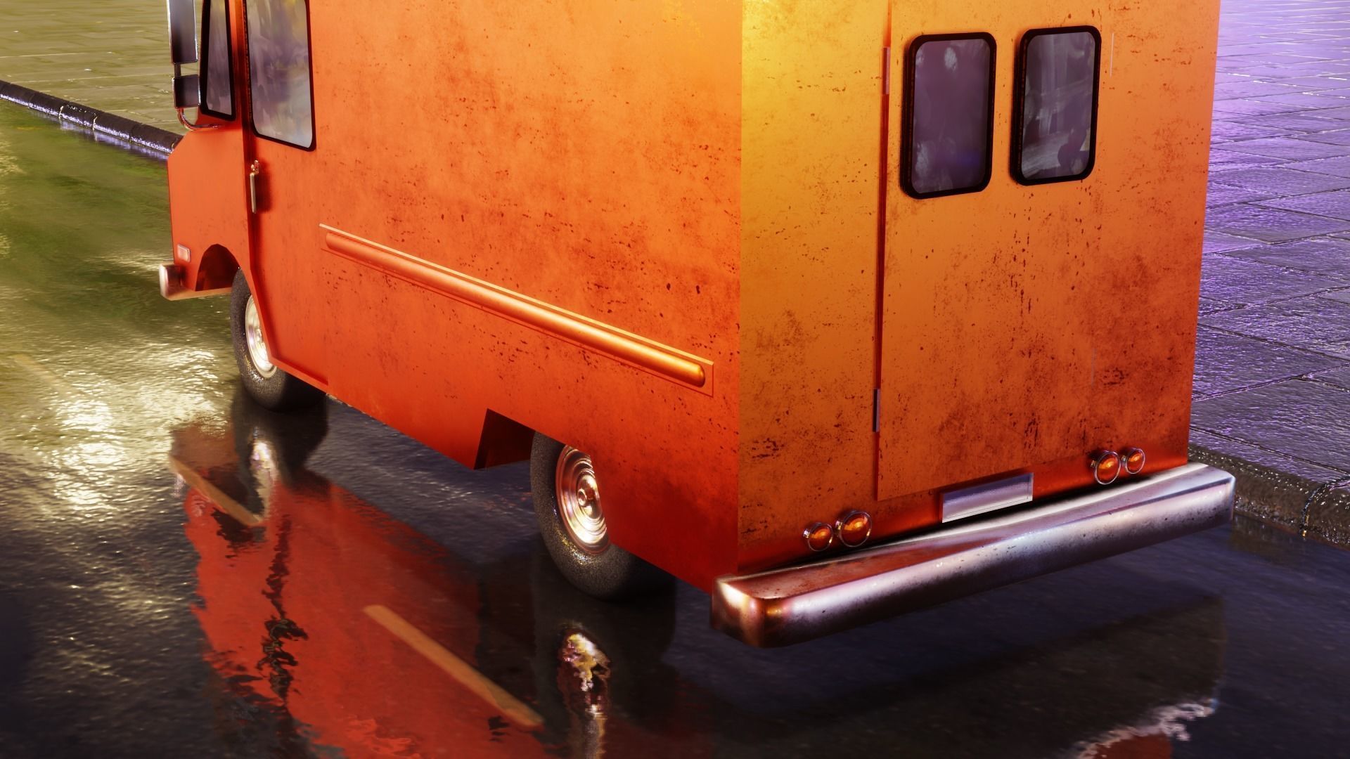 Old Rusty Van Low-poly 3D model_8