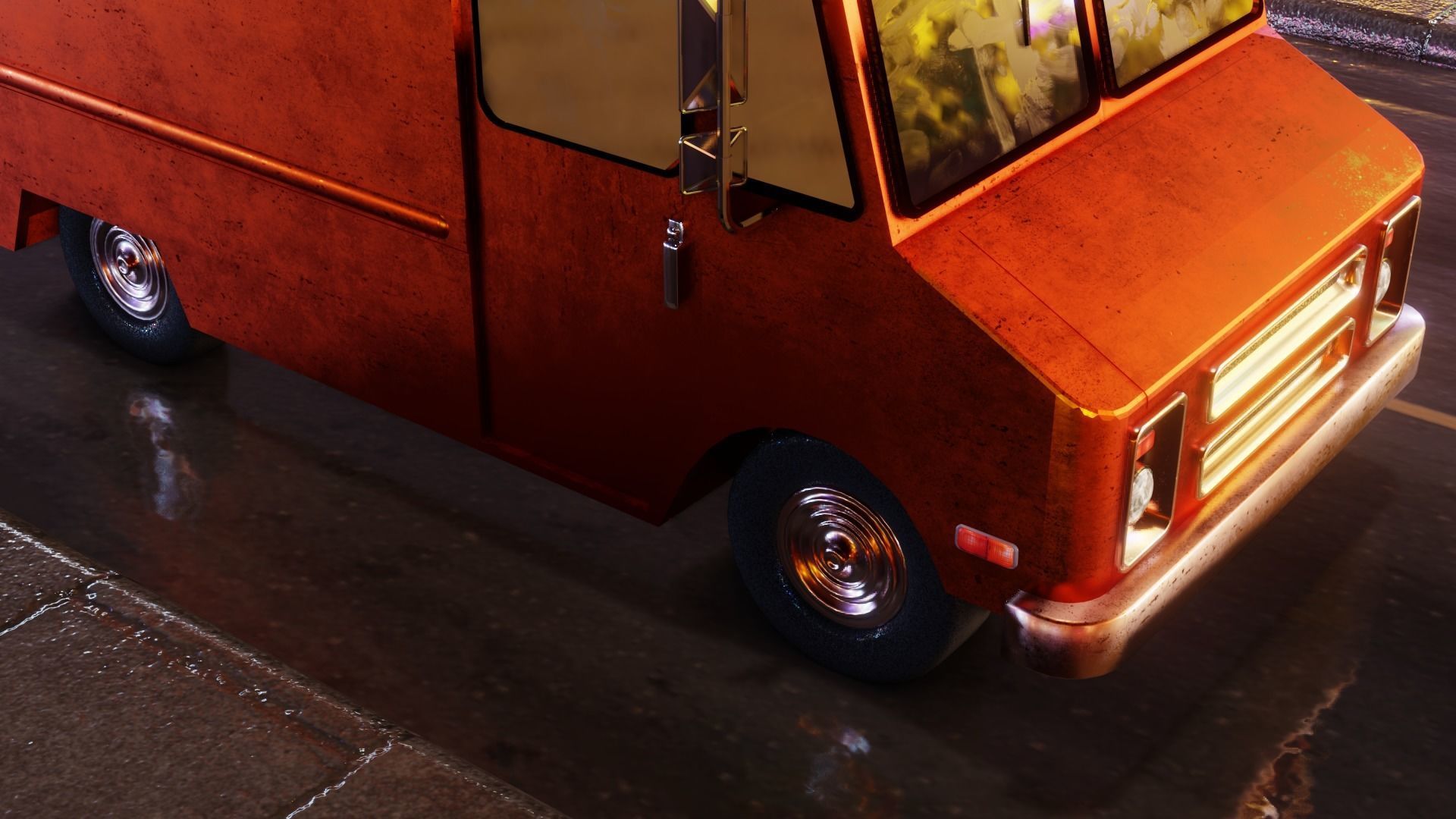 Old Rusty Van Low-poly 3D model_14