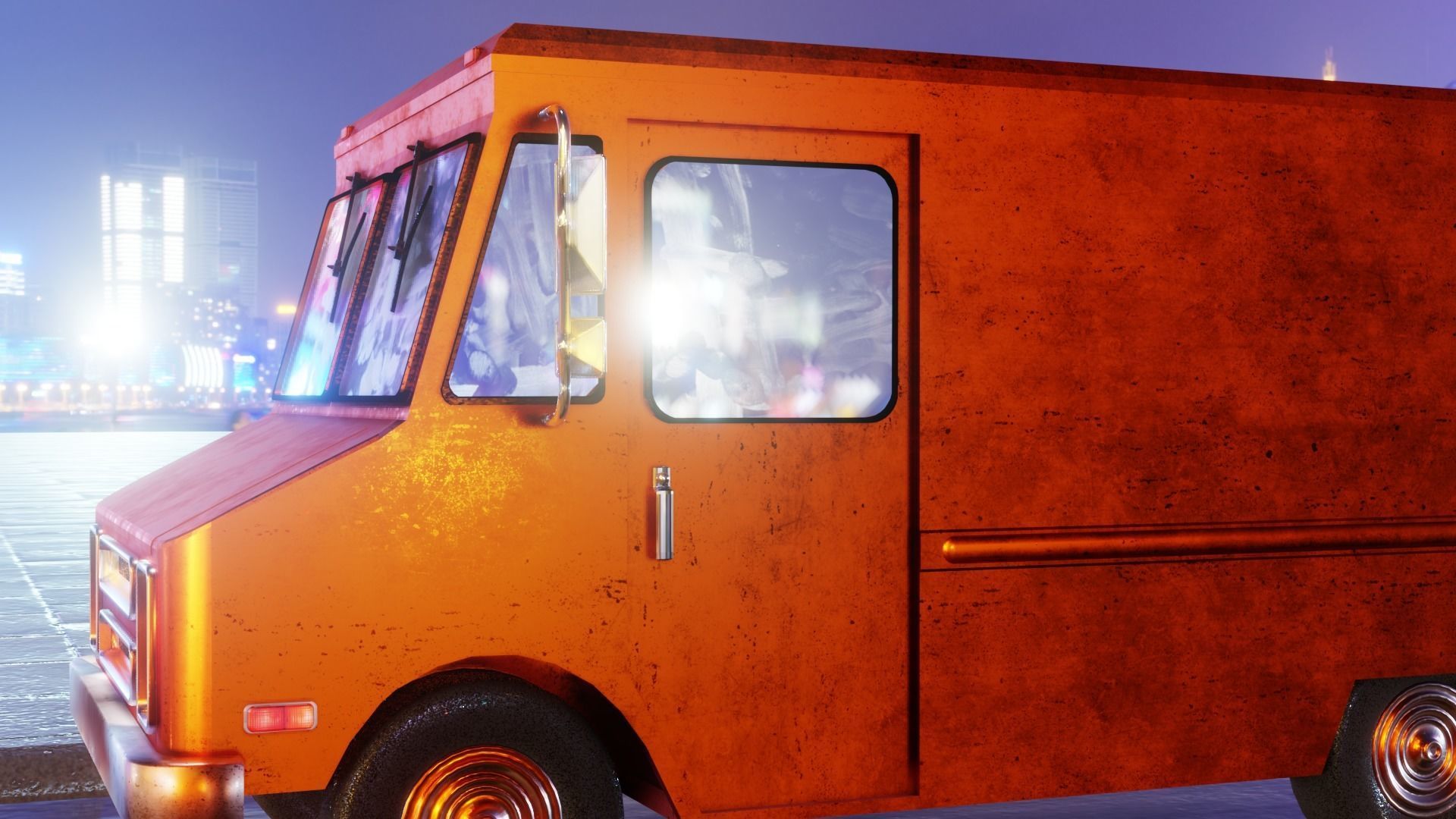 Old Rusty Van Low-poly 3D model_7