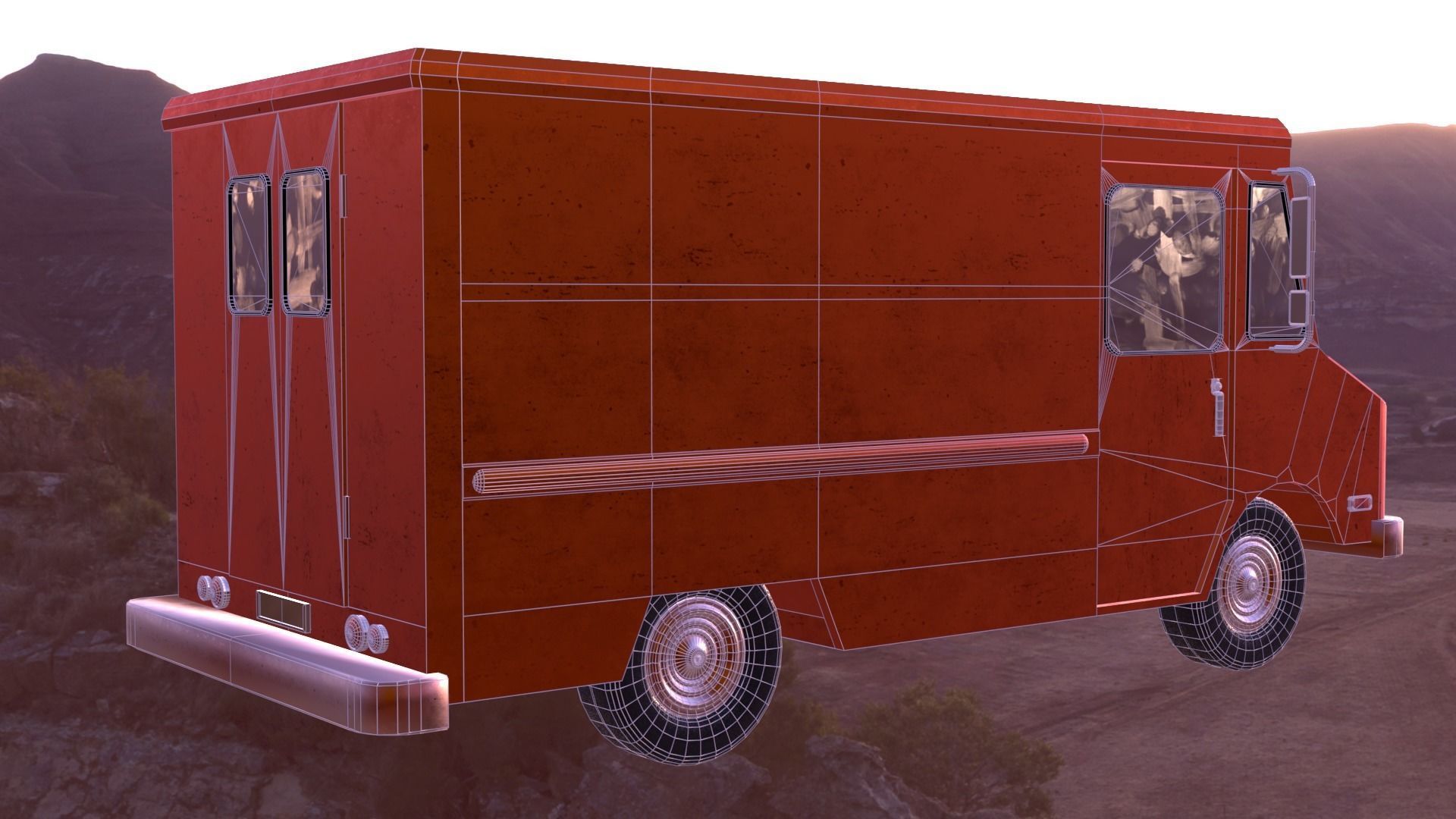 Old Rusty Van Low-poly 3D model_22