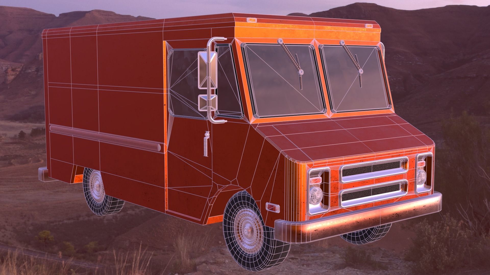 Old Rusty Van Low-poly 3D model_18
