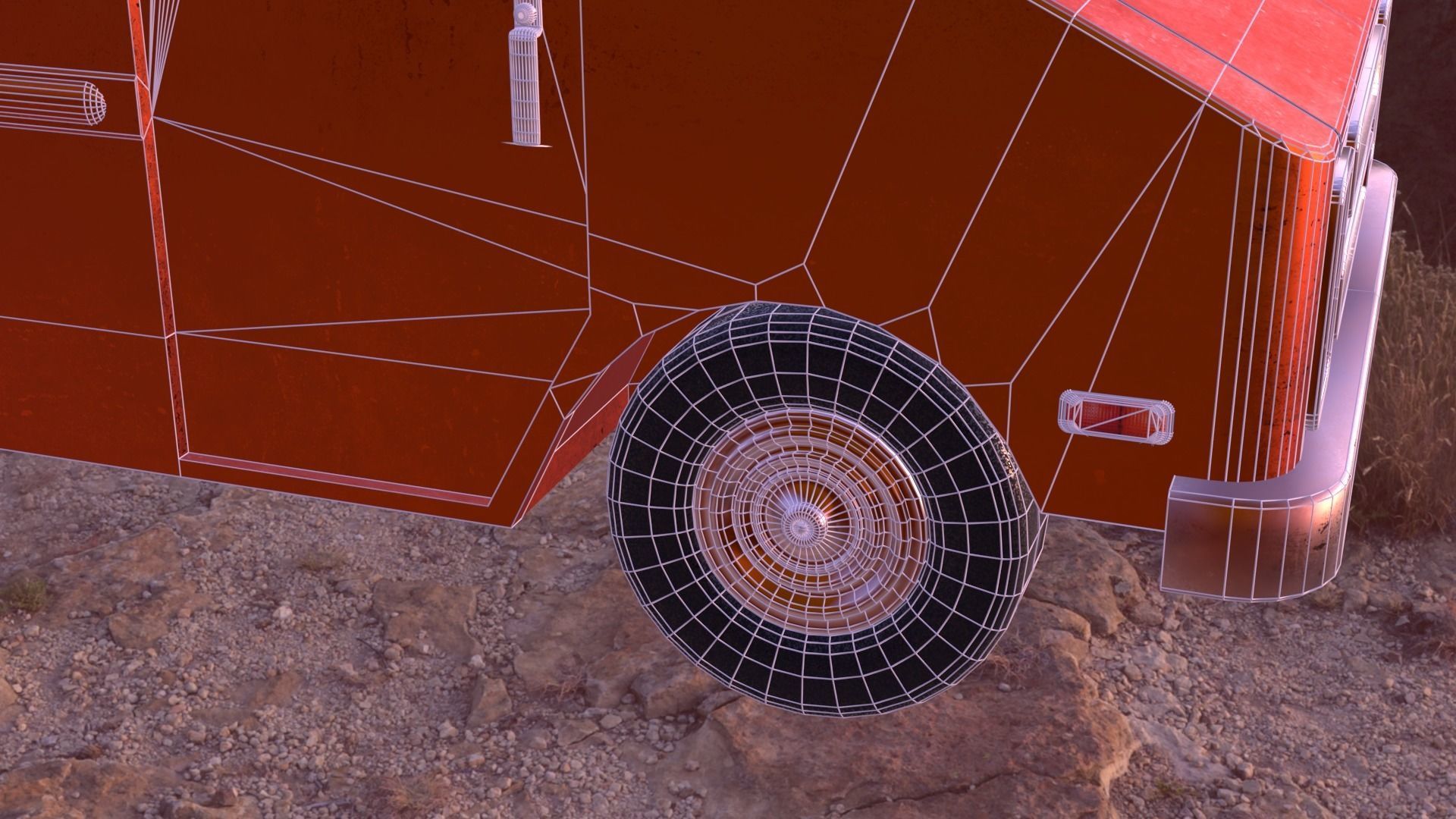 Old Rusty Van Low-poly 3D model_24