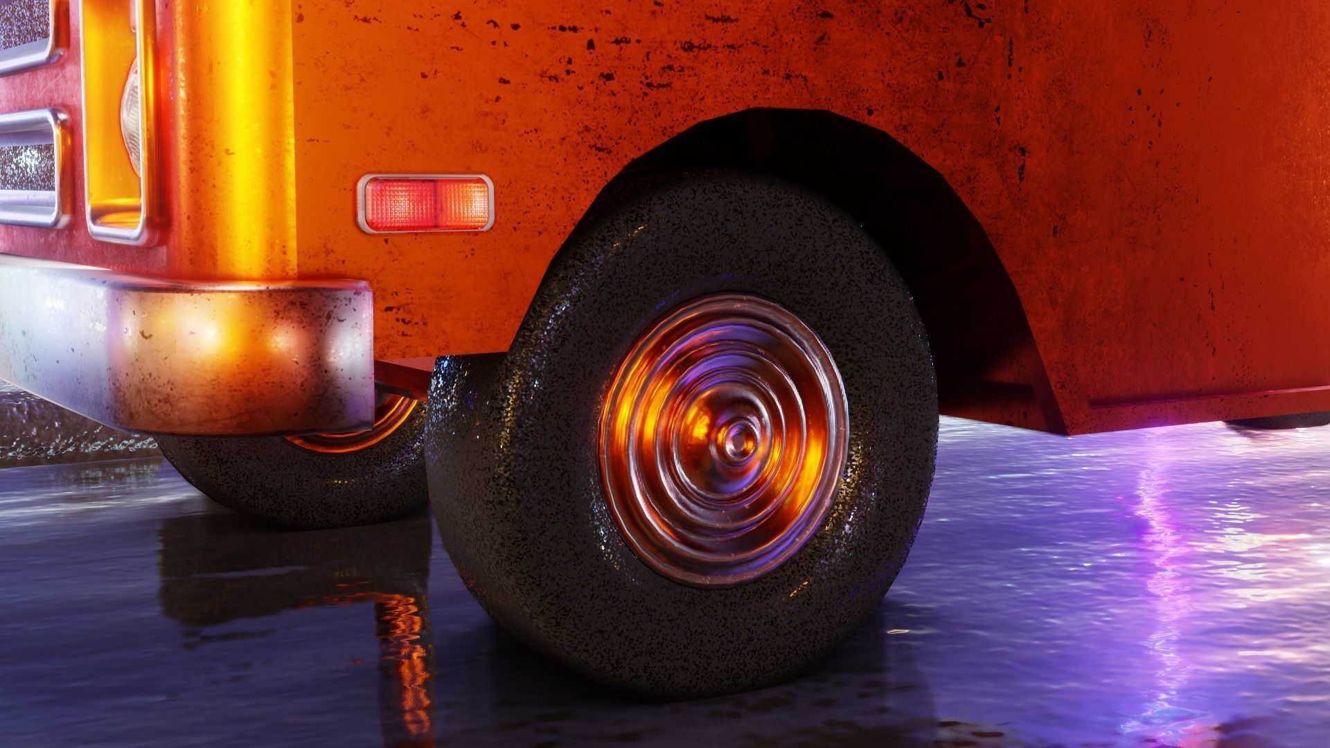 Old Rusty Van Low-poly 3D model_12