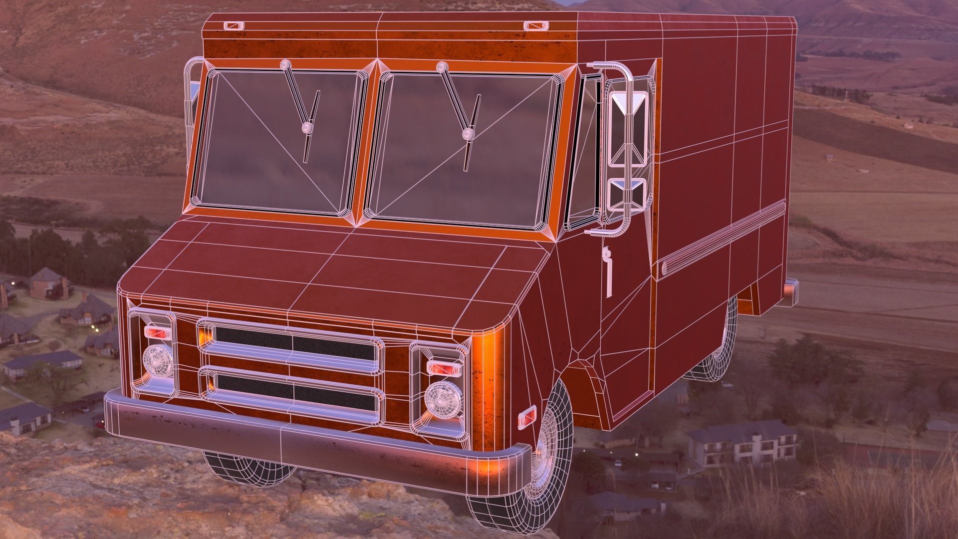 Old Rusty Van Low-poly 3D model_19