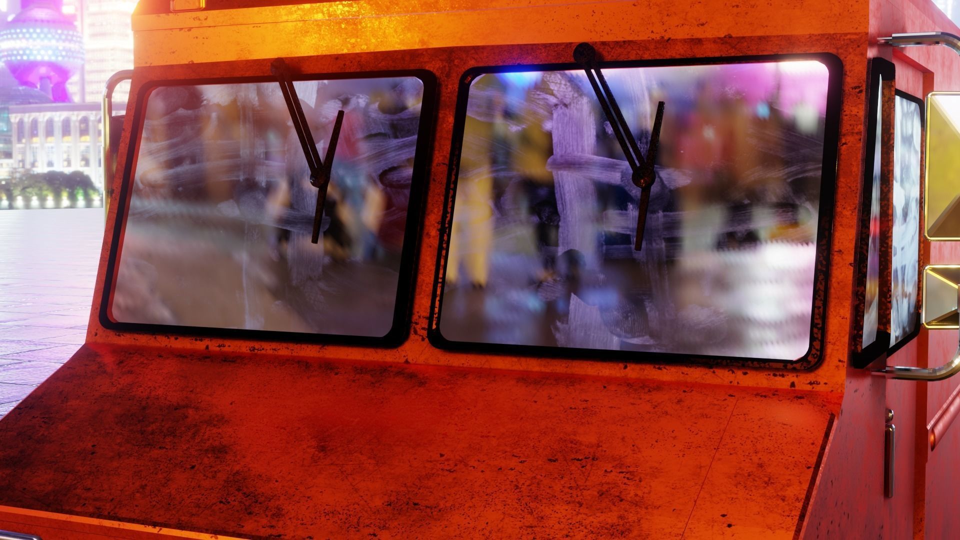 Old Rusty Van Low-poly 3D model_5