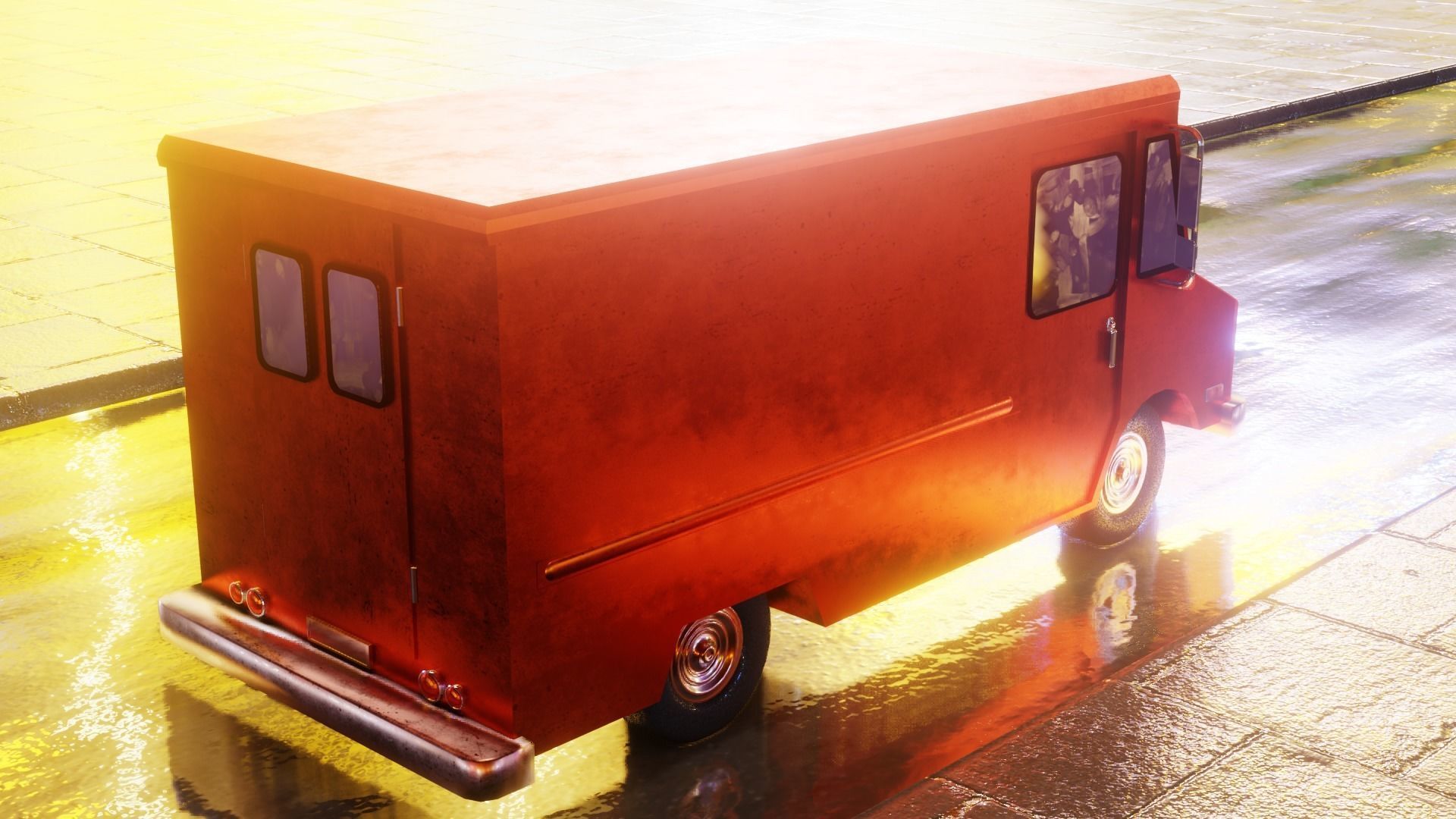 Old Rusty Van Low-poly 3D model_9